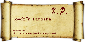 Kovár Piroska névjegykártya